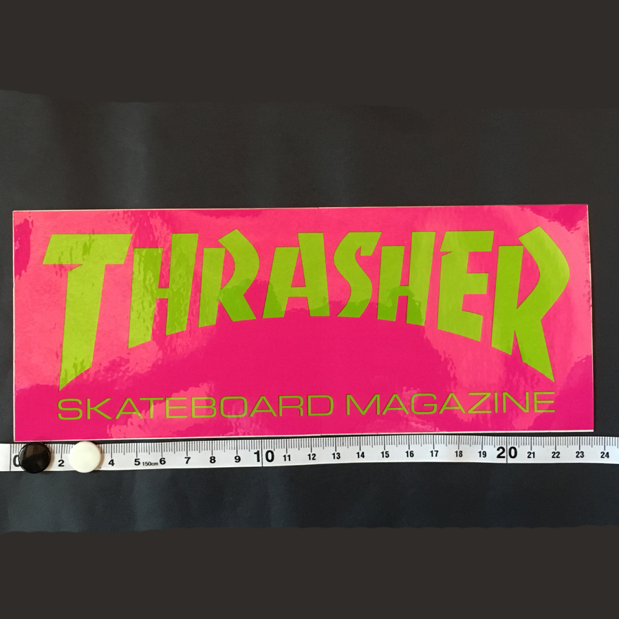 ステッカー スラッシャーマガジン Thrasher Magazine ピンク 大サイズ スケートボード Free Session